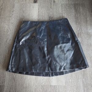 Abercrombie & Fitch Vegan Leather Mini Skort Midnight Blue Size Small